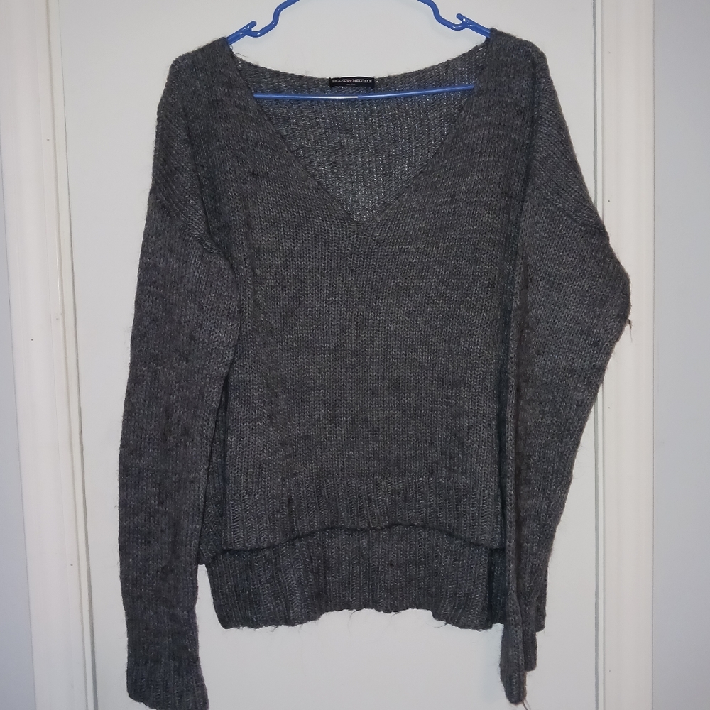 Brandy Melville One Size Gray Lana Wool Hi-lo Sweater